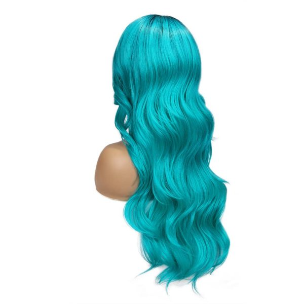 Mint Green Lace Front Wig Long Wavy Blue Green Side Part Natural Hairline  Wig Synthetic Curly Pre Plucked Wig Heat Resistant Glueless Wigs for Women