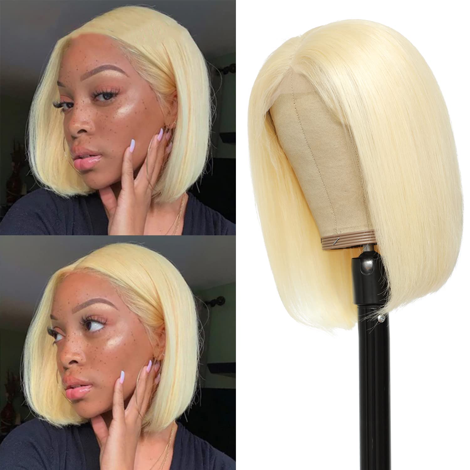 Straight Bob Wigs Human Hair 12 inch Bob Lace Front Wig for Black Women  Brazilian Hair 4x4 Lace Closure Wigs Human Hair Glueless Bob Wig 