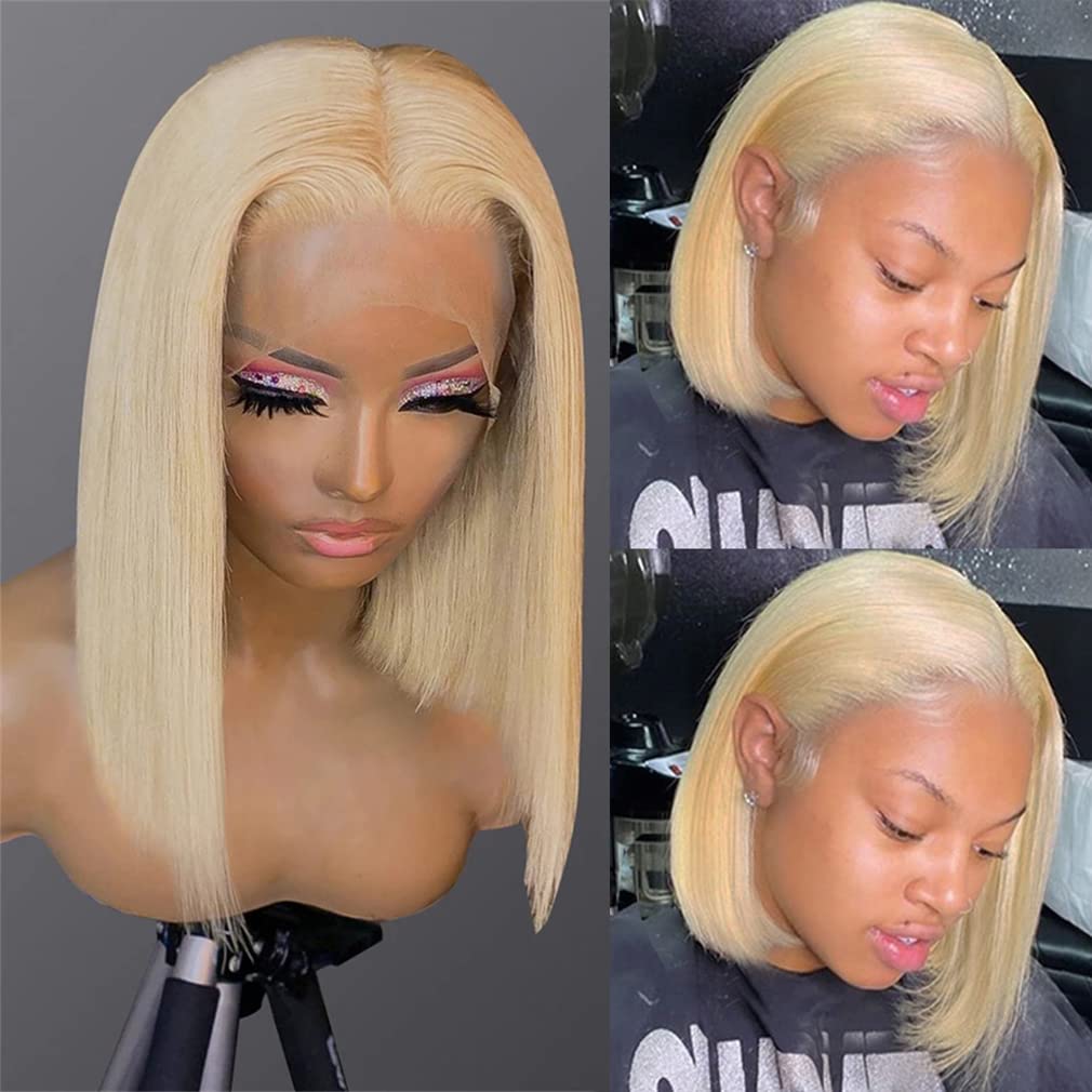 Blonde Lace Bob Wig 613 Virgin Human Hair Pre Plucked 13 4 Lace
