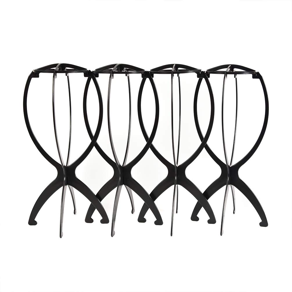 4 Pack Wig Stand Holder, Premium 14.2″ Black Portable Collapsible
