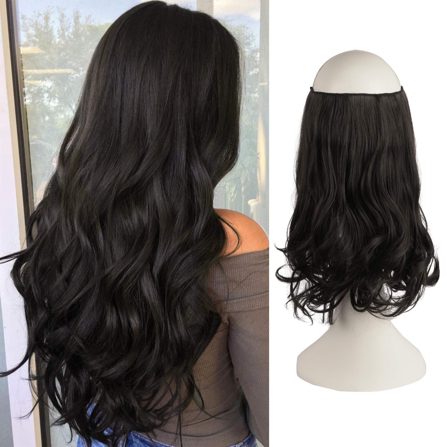 Long Straight 3/4 Full Head One Piece 20 inchs Invisible Wire Hair