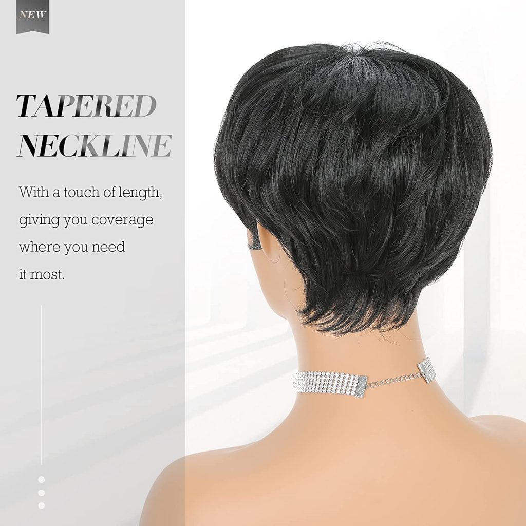 Pixie Cut Wigs Synthetic Short Pixie Haircut Wig with Bangs Glueless