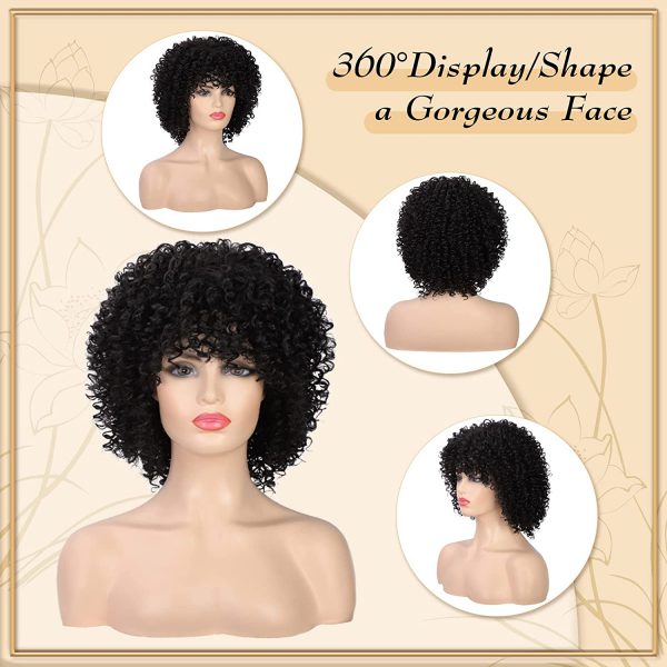 Short Curly Wig Afro Hair Curly Hair Wig Black Synthetic Full Wig (