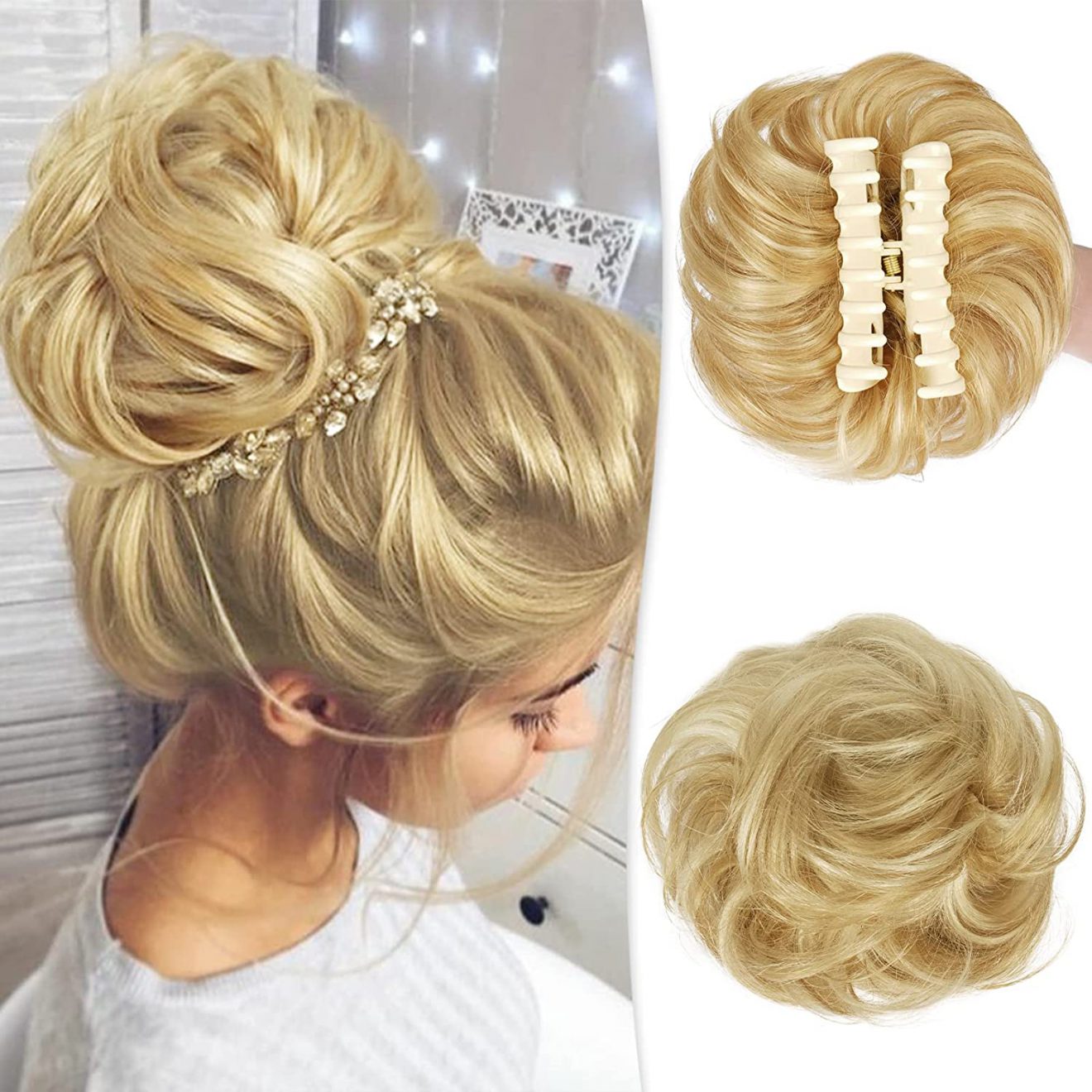 Claw Clip Messy Bun Hair Piece 100 Real Human Hair Buns Wavy Curly