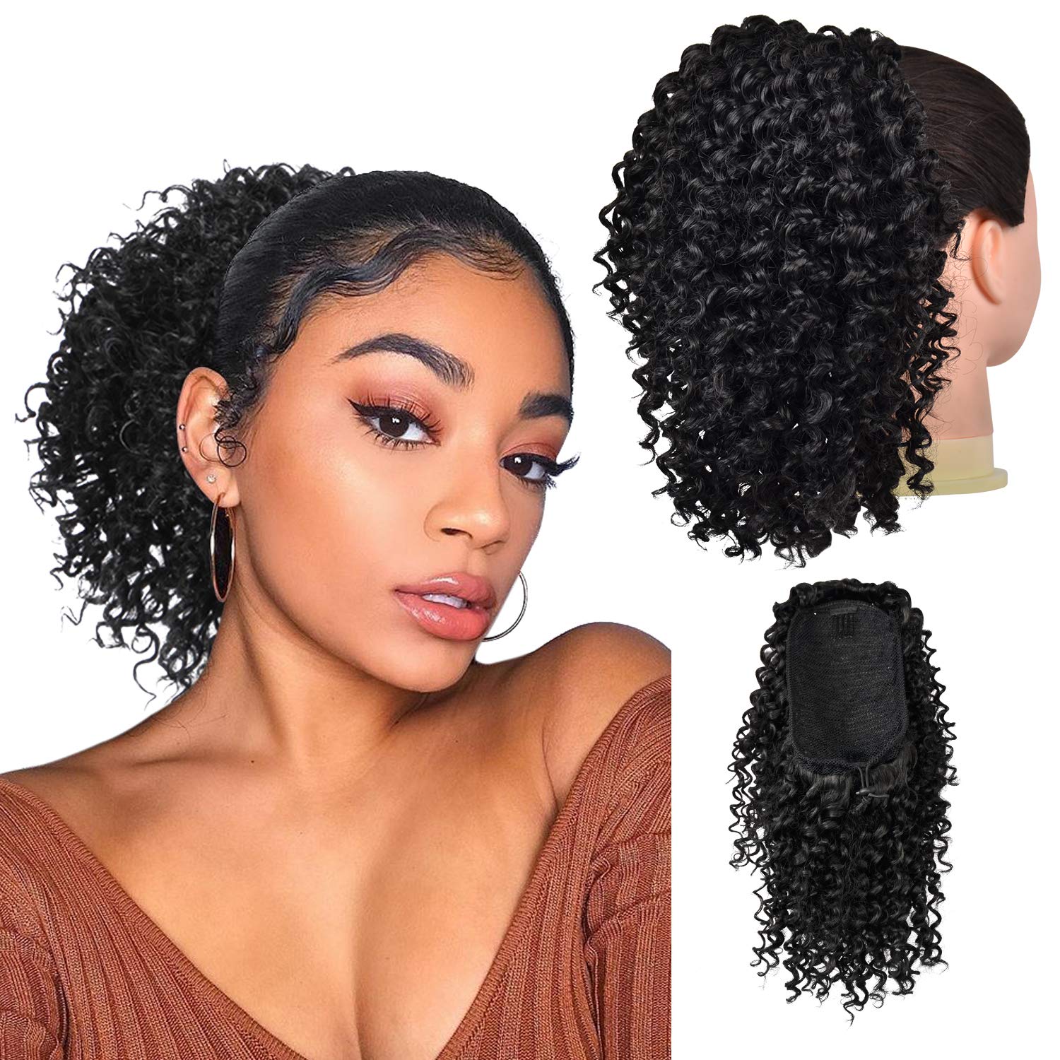 Wavy Curly Ponytail Extensions, 100% Human Hair