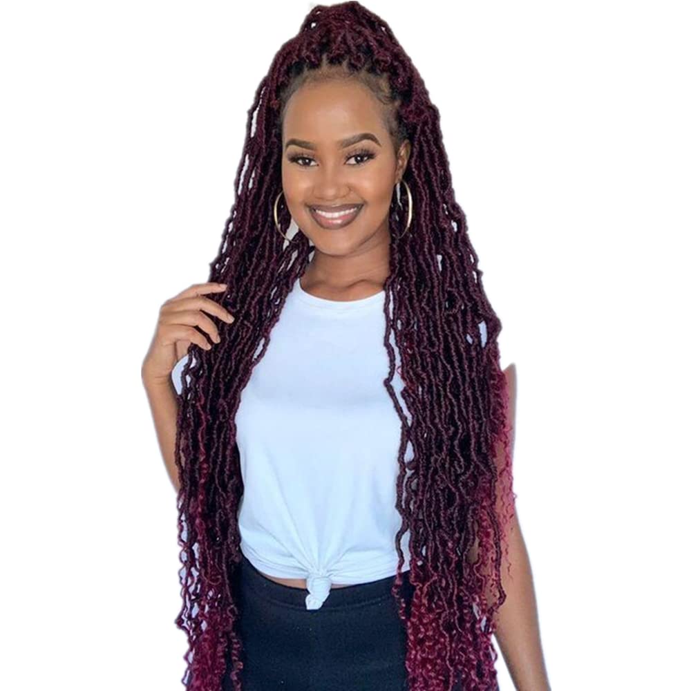 44 Inch New Faux Locs Crochet Hair New Soft Locs Crochet Braids Hair Pre  Looped Synthetic Goddess Crochet Locs Braiding Hair 44 Inch (Pack of 6) 1B