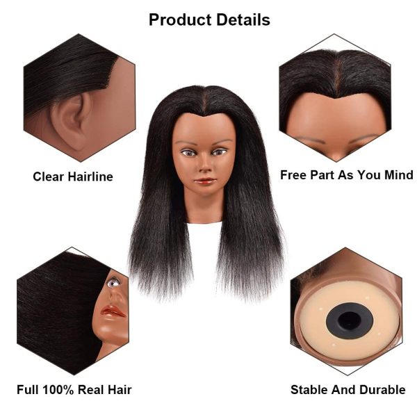 African American Mannequin Head With 100% Human Hair Kinky Curly Manikin  Head Training Head Cosmetology Doll Head For Hairdresser Practice Styling  Braiding With Clamp Stand (14 Inch)