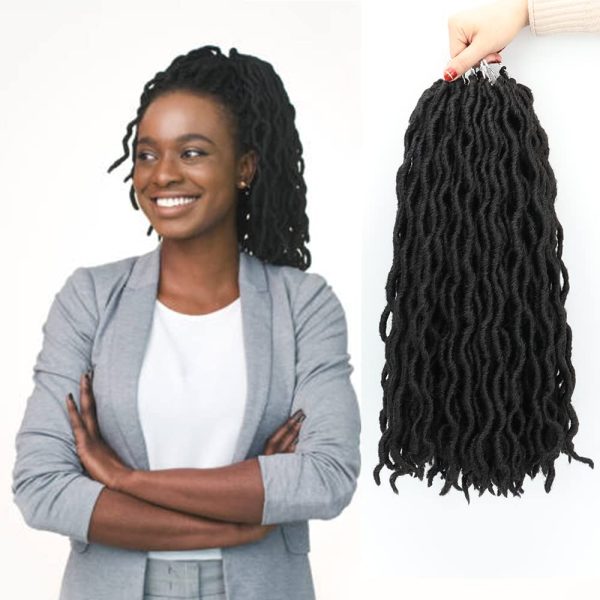 Black Women 18“ Faux Locs Gypsy Braiding Ombre Fluffy Dreadlocks Hair  Extension