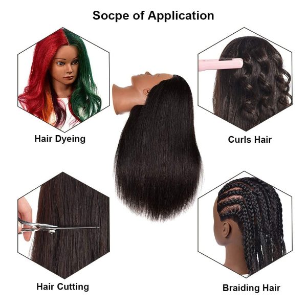 100% Human Hair Professional Mannequin Head Hairdresser Cosmetology  ManikinTraining Head For Styling Braiding Curl Cut Practice