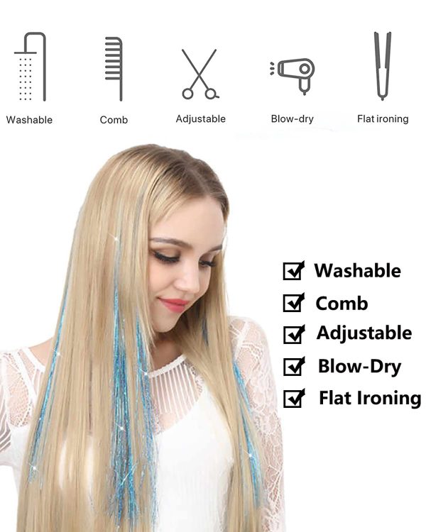 Hair Tinsel Glitter Extensions Kit – Sparkling Shiny Hair Tensile With  Tools For Ball Party,easy To Install (47 Inch,12 Colors,2400 Strands)