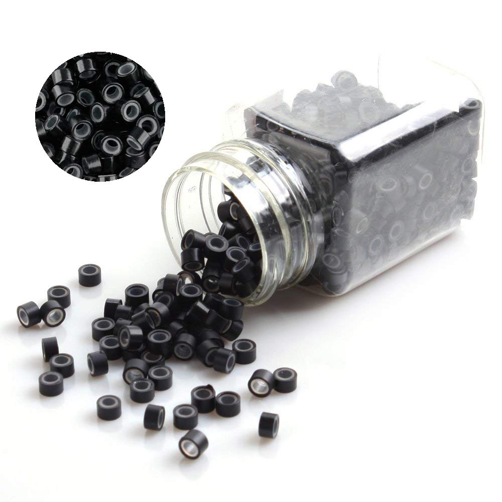 1000pcs Micro Link Beads 5mm For Hair Extensions, Silicone Lined Beads  Micro Link Rings Hair Extensions Tool – Black