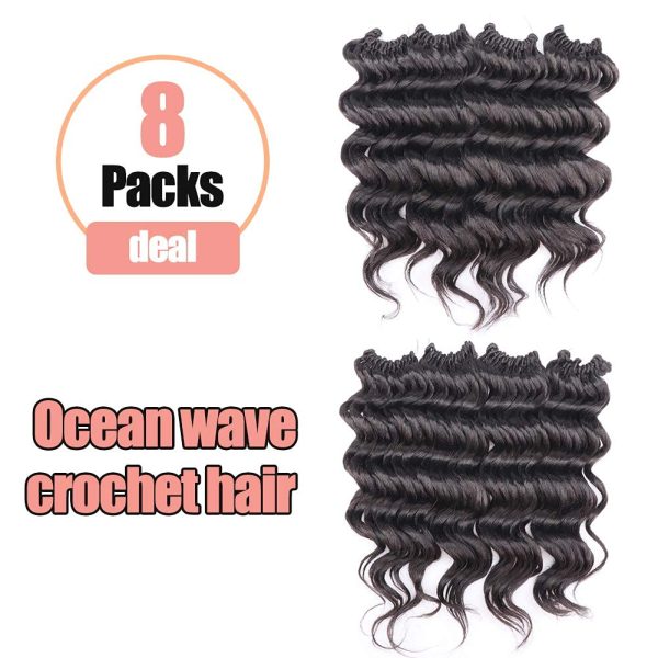 ToyoTree Ocean Wave Crochet Hair - 14 Inch 8 Packs Natural Black Crochet  Braids, Synthetic Braiding Hair Extensions (14 inch, 1B) 14 Inch (Pack of  8) 1B
