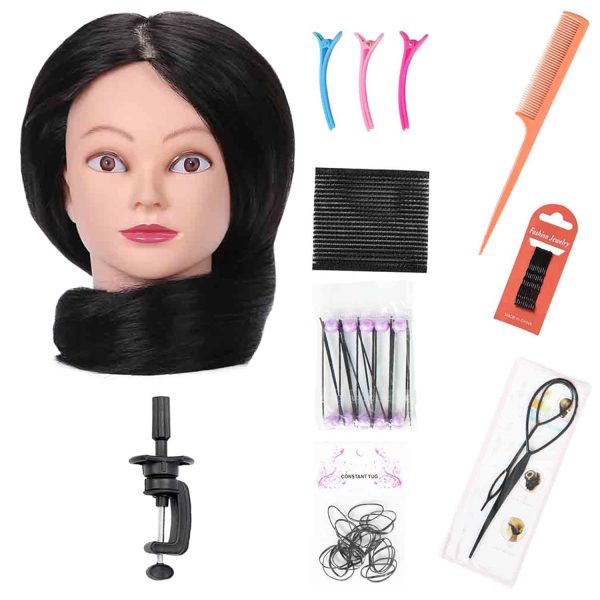 26 Inches Synthetic Hair Mannequin Head, Straight With Slicked