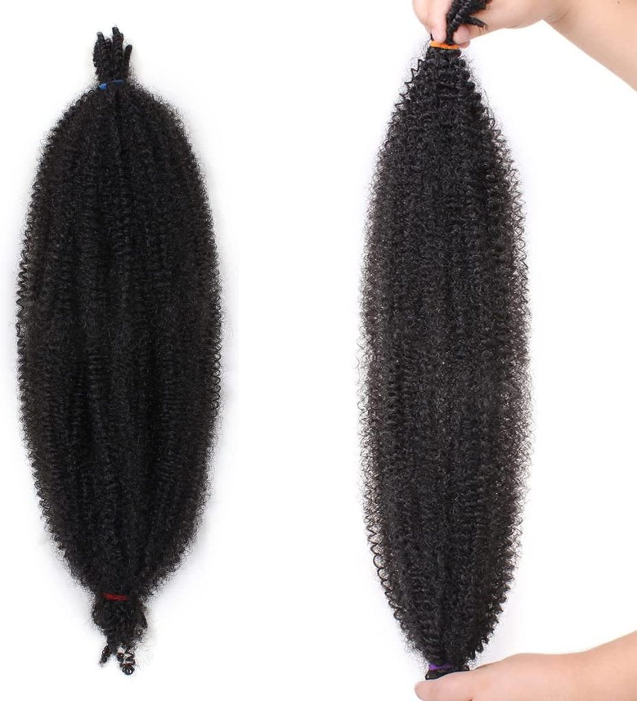 Springy Leg Extentions 20 inches Springy Afro Kinky Hair Extensions for Braiding 8 Packs Pre ...