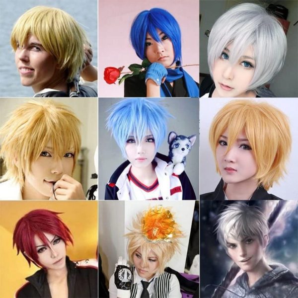 Unisex Halloween Cosplay Costume Party Hair Anime Wigs Short Full Hair Wig  USA F