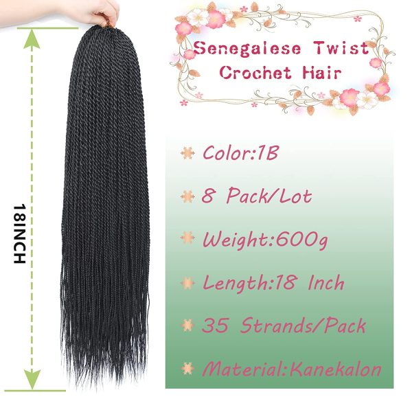 Senegalese Twist Crochet Hair, 14 Inch Crochet Braid For Black Women 8  Packs Kids Crochet Hair 30 Strands/pack Crochet Twist With Natural Ends(14  Inch,1b)