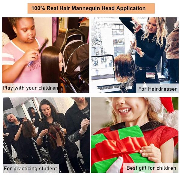 Curly Hair Mannequin Head Hairdressing Training Head for Hair Styling  Practice Hair Braiding Dummy Head with 100% Human Hair Black 