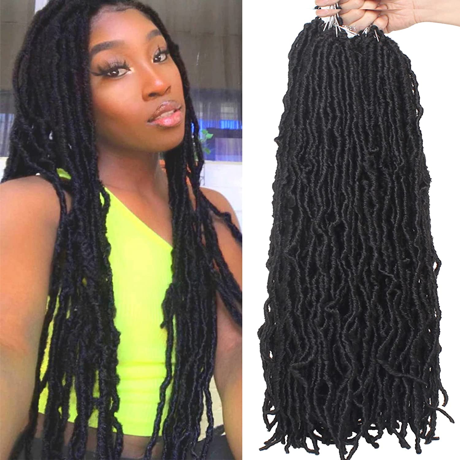 21 Pack Of 18/24 Inch Nu Faux Locs Crochet Hair With African Goddess Faux  Locs Braids For Black Women, Girls Curly Wavy Style LS25 From Lanshair,  $3.12