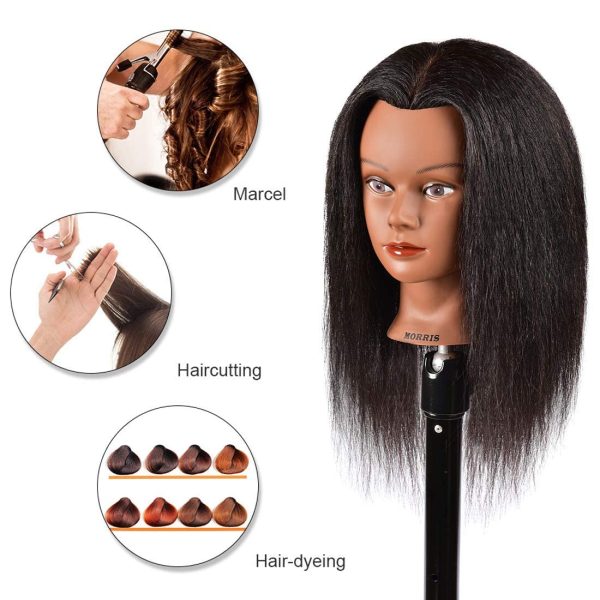 Mannequin Head with Human Hair 100% Real Hair Manikin Cosmetology Doll Head  Hairdresser Practice Styling Training Head with Free Clamp Holder (14