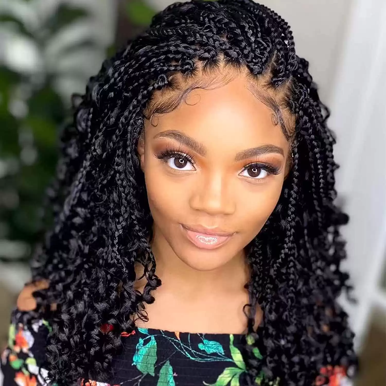 Goddess Box Braids Crochet Hair 10 Inch Bohemian Box Braids Crochet Hair  With Curly Ends Boho 3x Synthetic Crochet Braiding Hair For Black Women (1  Pack, 1b#)