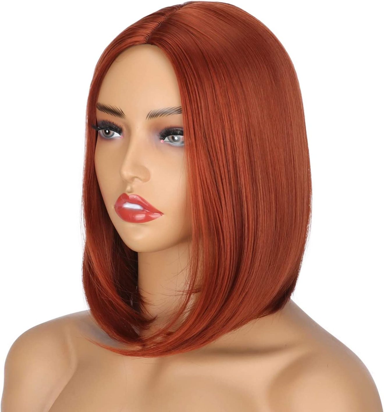 Raid hair wigs for bob for women, shoulder length, natural wig Auburn smooth bob, red honey