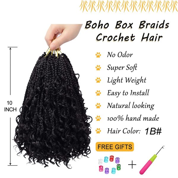 7 Packs Crochet Box Braids Curly Ends 10 Inch Brazil