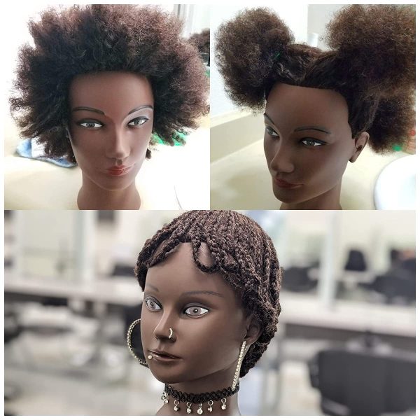 African Mannequin Head With Real Hair Afro Heads Professional Styling  Braiding Training Hairart Barber Hairdressing Tools Wigs