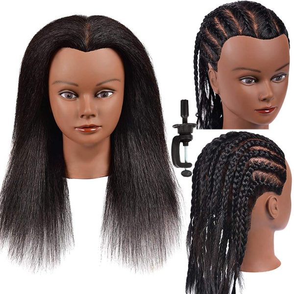 HAIREALM Afro Mannequin Head Curly hair, 100% African American Human Hair,  Practice Braiding Styling Doll Head, Black Manican Cosmetology Head with  stand BZT01 price in Saudi Arabia,  Saudi Arabia