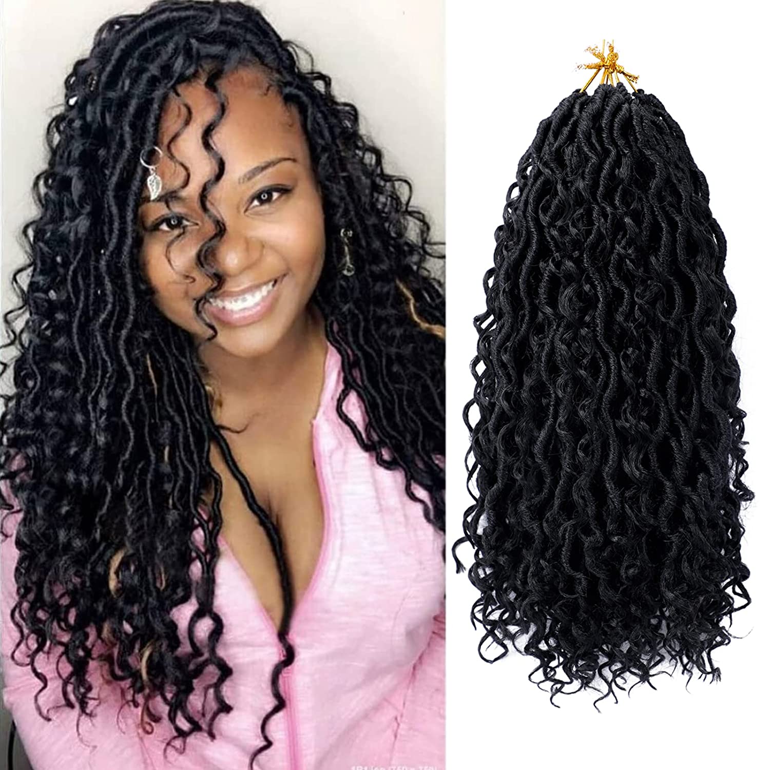 Goddess Locs Crochet Hair 10 Inch 7 Packs River Locs Short Curly Faux Locs  Crochet Hair For Black Women Pre Looped Crochet Braids With Curly Hair Boho  Hippie Locs Synthetic Hair Extensions (#1b)