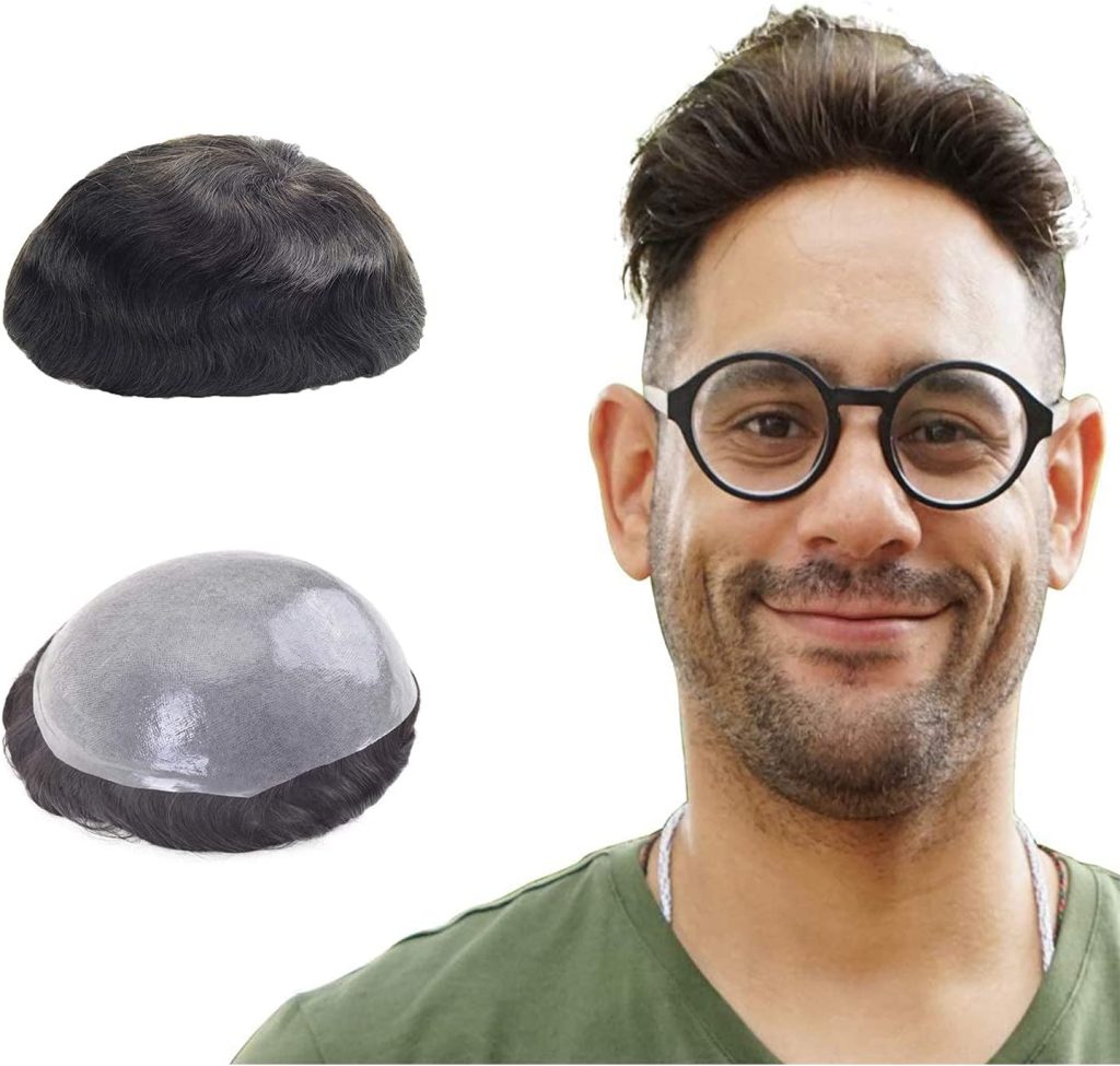 Men’s hair prosthesis, super thin leather from 0.08 mm men’s wig for 8×