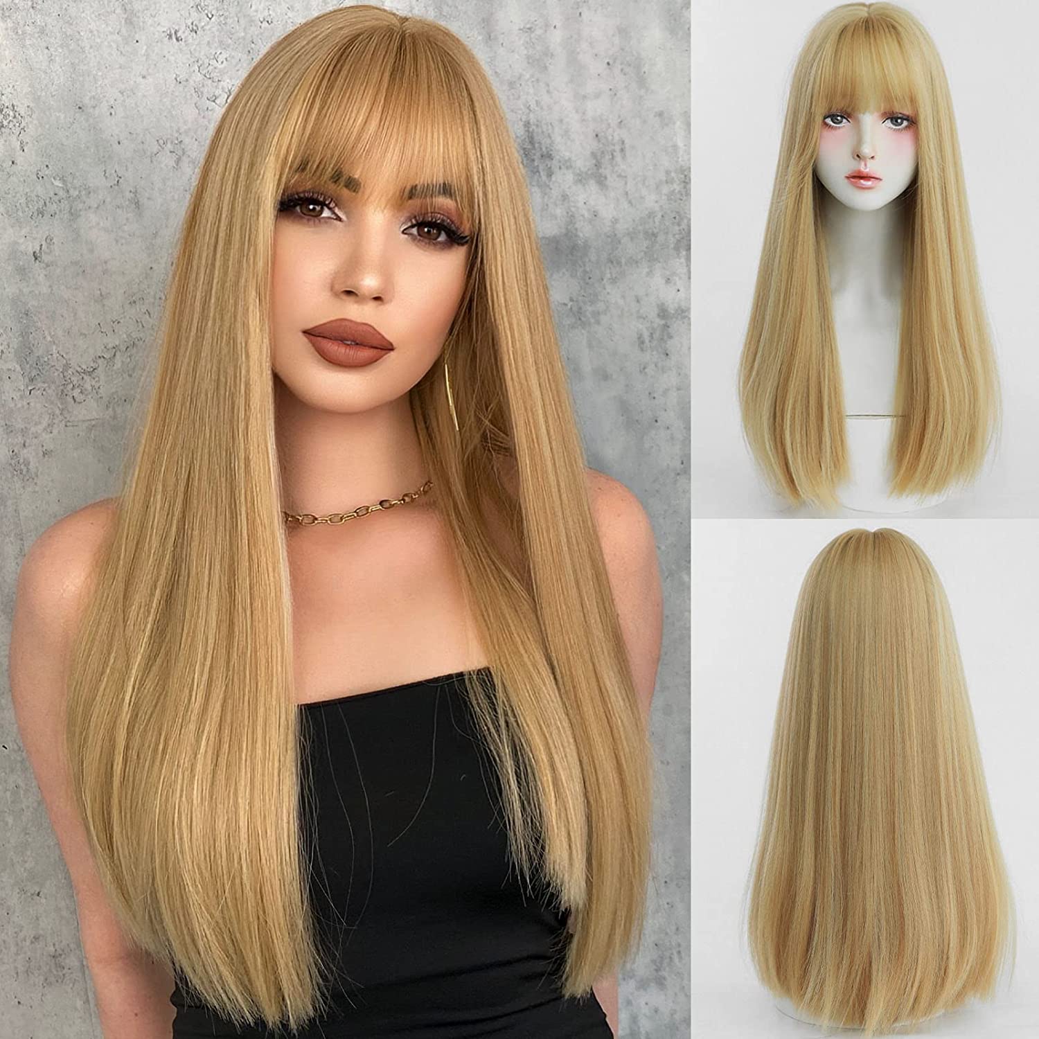 Cheap blonde wigs with bangs discount