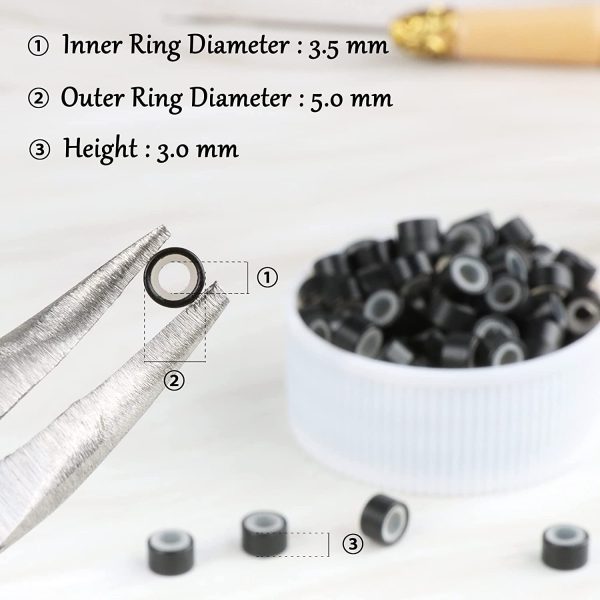  1000 Pcs Silicone Lined Micro Rings Links Beads 5mm Lined  Beads for Hair Extensions Tool (Black+Dark Brown+Brown+Dark Blonde+Blonde)  : Beauty & Personal Care