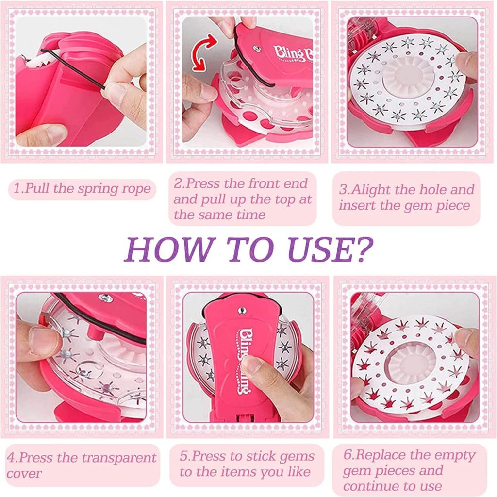 Kit Hair Bedazzler with 180 hair gems, bay gem machine, stamper for