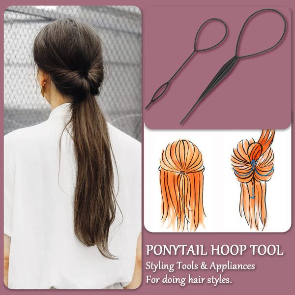 Topsyhair Tail Tools,4 Pack Hair Braiding Tools. 1pcs Tail Braiding Combo,  2pcs French Braid Tool Loop For Hair Styling (black)