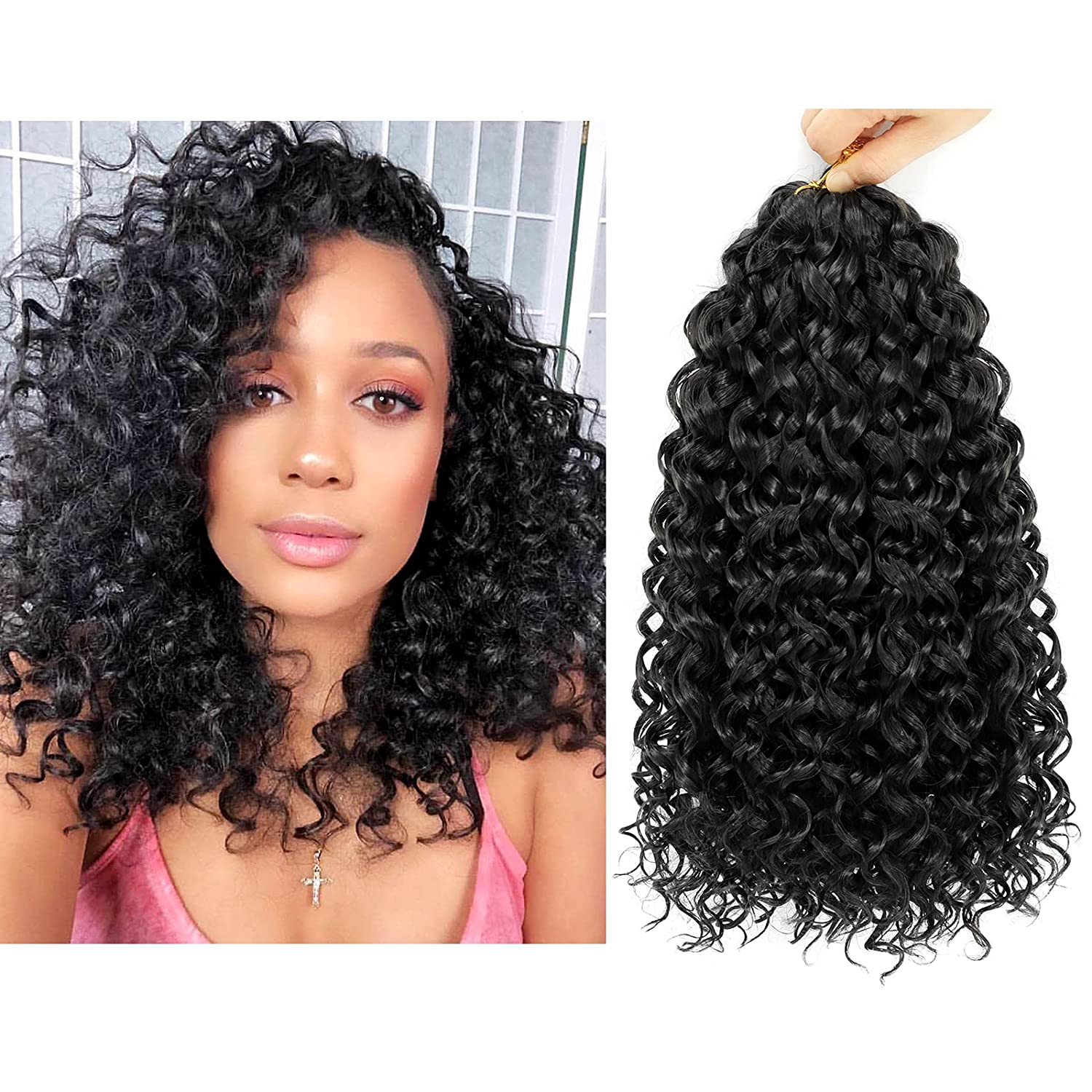 Crochet Hair 12 Inch 8 Packs Gogo Curl Curly Crochet Hair Beach Curl Crochet  Hair Extensions Ocean Wave Crochet Hair For Black Women(12 inch 8 packs 1B)  12 Inch (Pack of 8) 1B