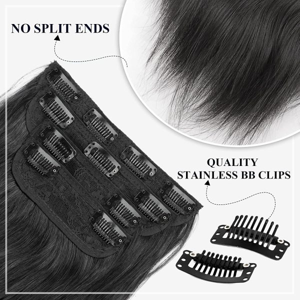 Black Hair Extensions For Women Straight Clip In Hair Extensions Black Hair  Extensions Clip In Synthetic 4 (16 Inches, Black)