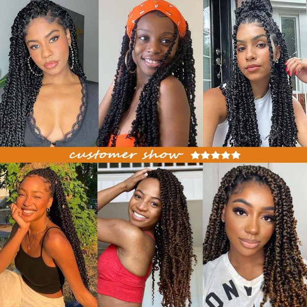 Passion Twist Hair 18 Inch 6 Packs Water Wave Crochet Hair Passion Twists  Braiding Hair Spring Twist Hair Crochet Braids Hair Extension(1B)