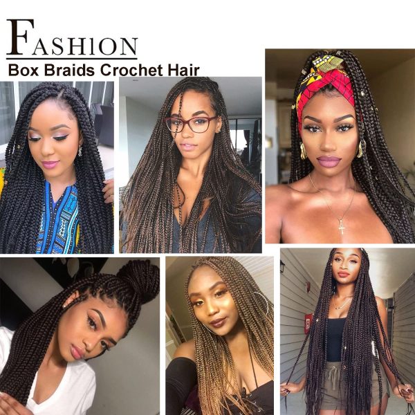 Human Hair With Crochet Box Braids Hair Pre Looped Synthetic