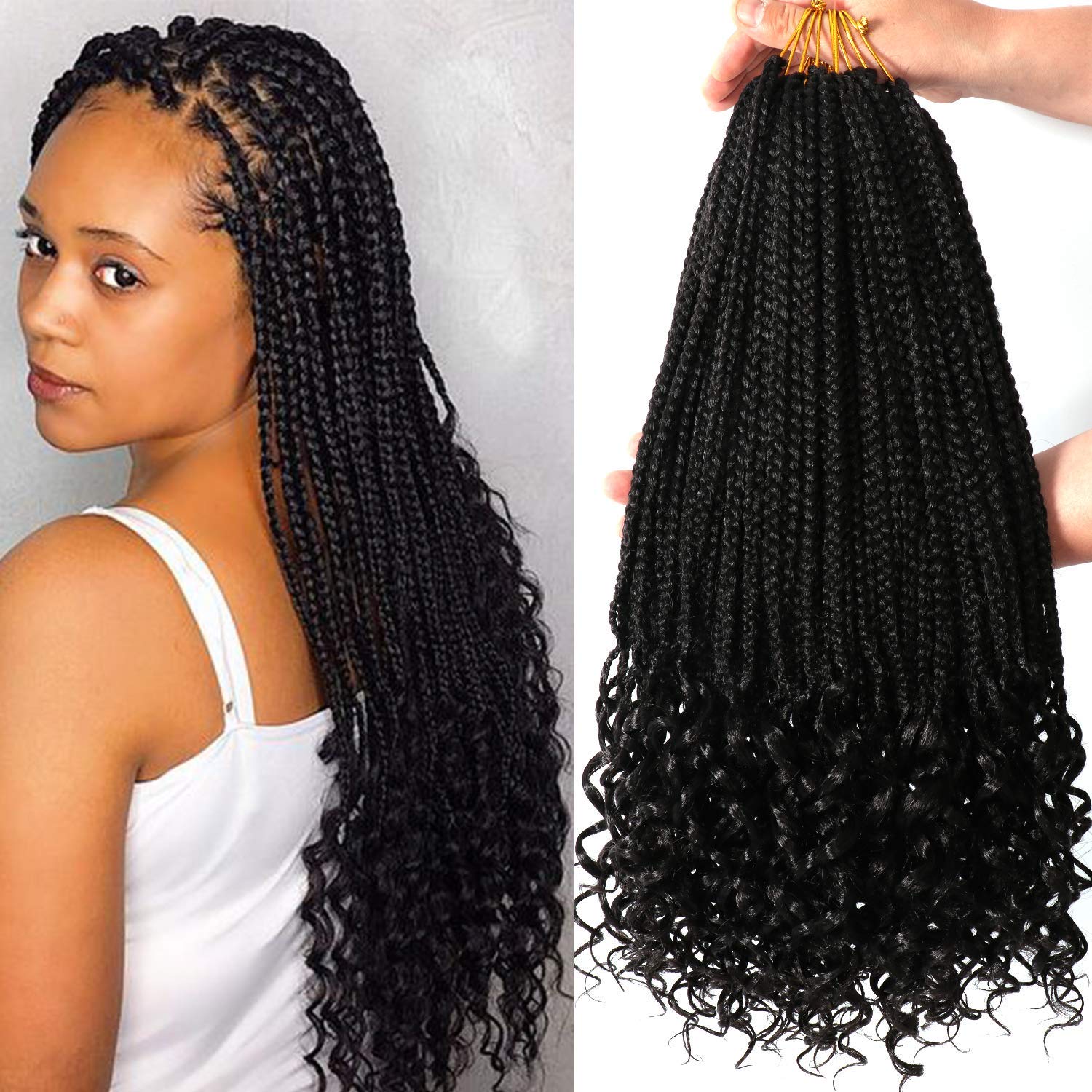 7 Packs 10 Inch Crochet Box Braids Hair With Curly Ends Prelooped Goddess Box  Braids Crochet Hair Braiding Hair Crochet Braids Hair For Black Women (10  Inch ( Pack Of 7 ), 1b#)