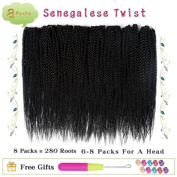  MOSINA Senegalese Twist Crochet Hair, 14 Inch Crochet Braid  For Black Women 8 Packs Kids Crochet Hair 30 Strands/Pack Crochet Twist  With Natural Ends(14 Inch,1B) : Beauty & Personal Care