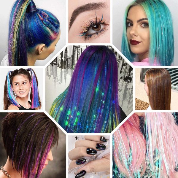 Hair Tinsel Kit Silver Gold Pink Blue Purple Mix 6 Colors Hair Glitter  Tinsel Hair Extensions with Beads 36 Inch 3000 Strands Upgrade Hair Tinsel
