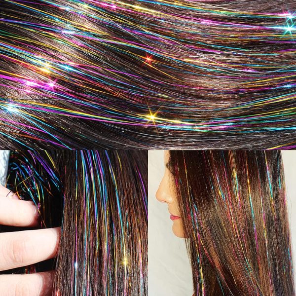 Hair Tinsel Kit With Tools 1800 Strands, Fairy Hair Tinsel Heat Resistant  Safe Holographic Tinsel Hair Extensions With Pliers Plus Latch Hook And 100  Pcs Micro Rings (48 Inch, 3 Colors)