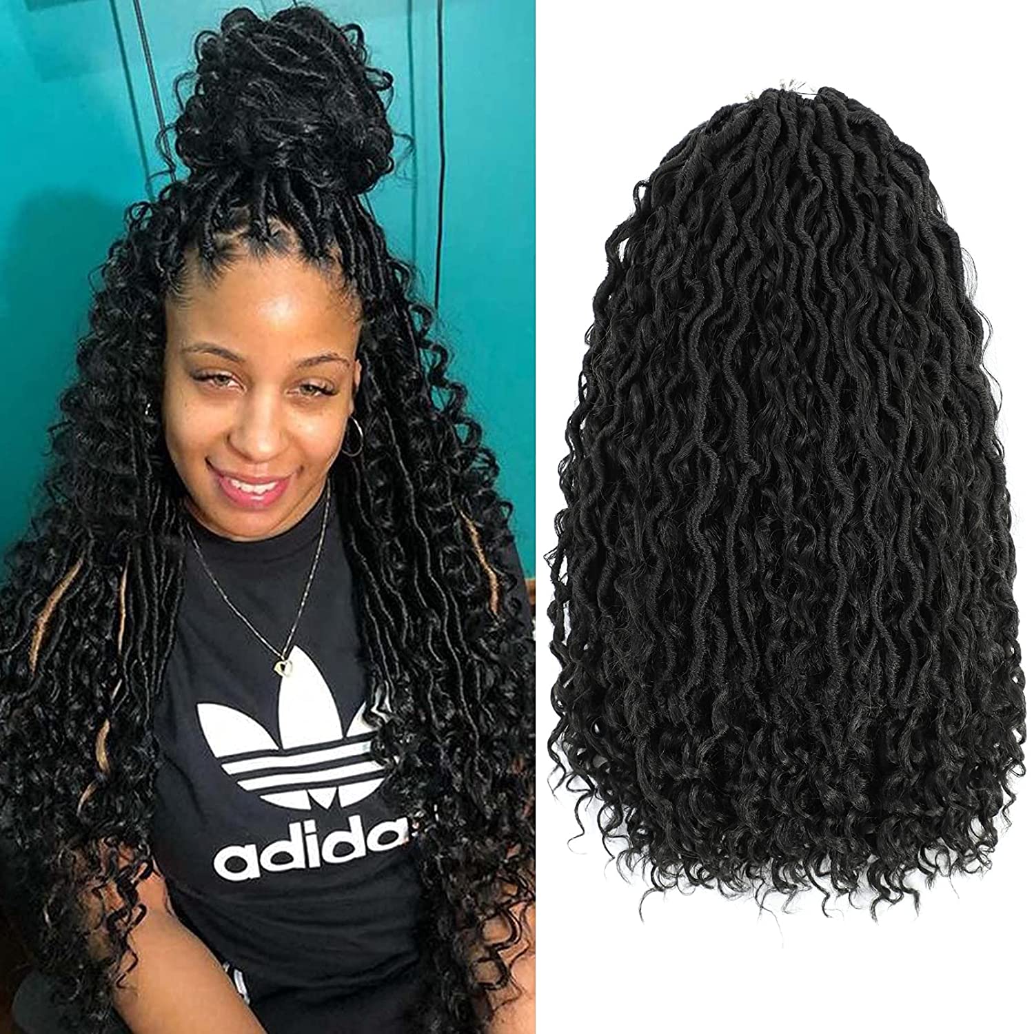 New Goddess Locs Crochet Hair 6 Packs 14 Inch River Curls Crochet Hair Faux  Locs Wavy Crochet Curly Hair Faix Locs Crochet With Curly In Middle And  Ends For Black Women (1b#
