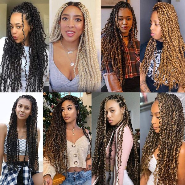 Passion Twist Hair 18 Inch 6 Packs Water Wave Crochet Hair Passion Twists Braiding  Hair Spring Twist Hair Crochet Braids Hair Extension(1B) 