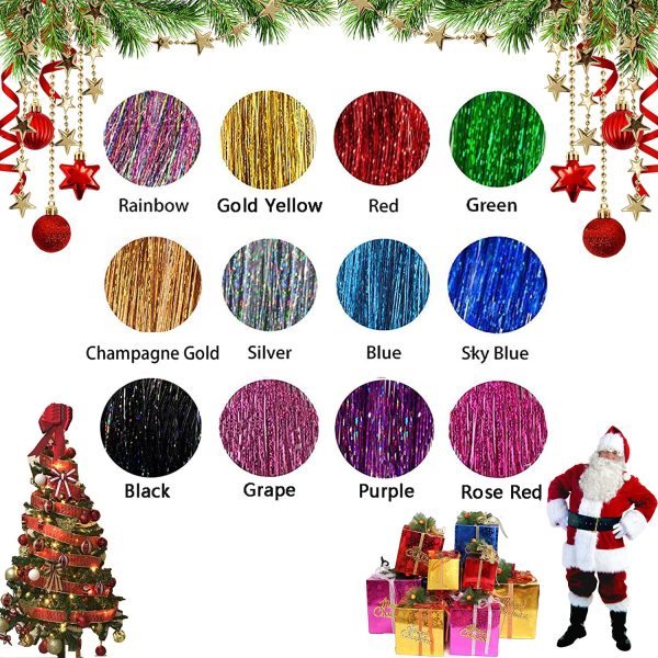 Hair Tinsel Extensions, 12 Colors Tinsel Hair Kit, 1800 Strands Glittery  Fairy Hair for Girls Women, Sparkling Highlight Hair for Party Chirstmas  New