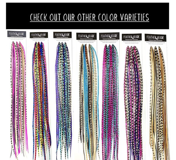 30 Hot Pink & Turquoise Grizzly Color Hair Feathers – 7”- 12” Long –  Feathers For Hair Extension, Rooster Feathers Diy Kit – Eye-catching Design  – 10 Micro-link Beads – 100% Real Rooster Feathers