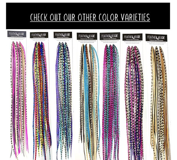 30 Hot Pink & Turquoise Grizzly Color Hair Feathers – 7”- 12” Long – Feathers  For Hair Extension, Rooster Feathers Diy Kit – Eye-catching Design – 10  Micro-link Beads – 100% Real Rooster Feathers