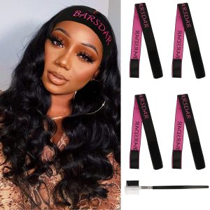 4PCS Lace Melting Band for Wig, Wig Elastic Bands for Wigs Edge Wrap to Lay Edges Adjustable Wig Bands Accessories for Salon for Lace Wigs, Edge Laying Band