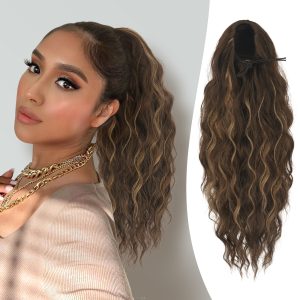 18 Inch Drawstring Curly Ponytail Extension Synthetic Natural Looking Hair Ponytail for Women, Elegant Pony Tail for Daily Party Use