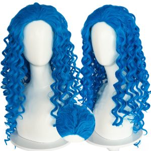 Descendants Blue Wig, Descendants 4 The Rise of Red - Vibrant Blue Costume Accessory Long Curly Blue Wigs for Women Girls Kids Adults Cosplay, Costume, Halloween Party